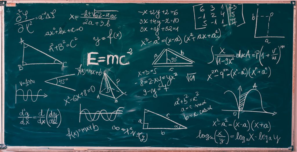 Blackboard with math lesson written on it